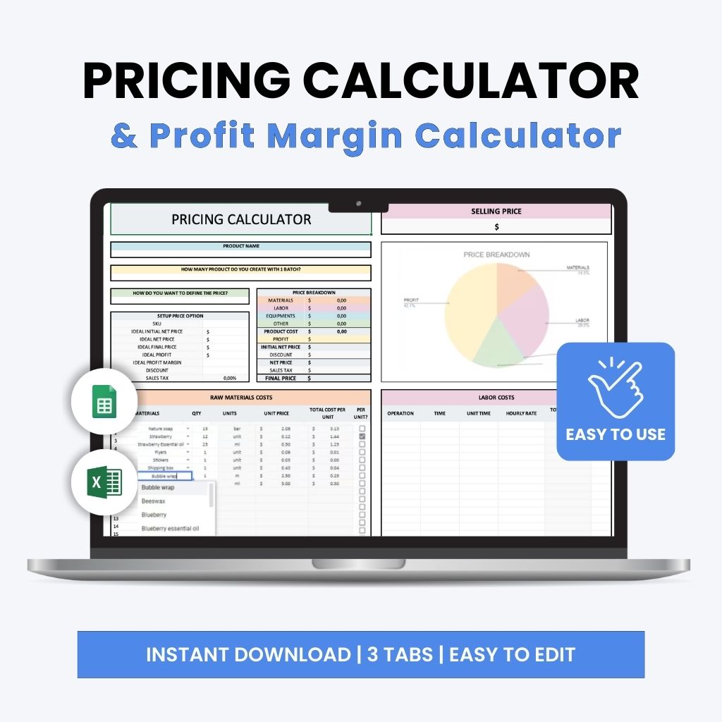 Pricing & Profit Margin Calculator Spreadsheet